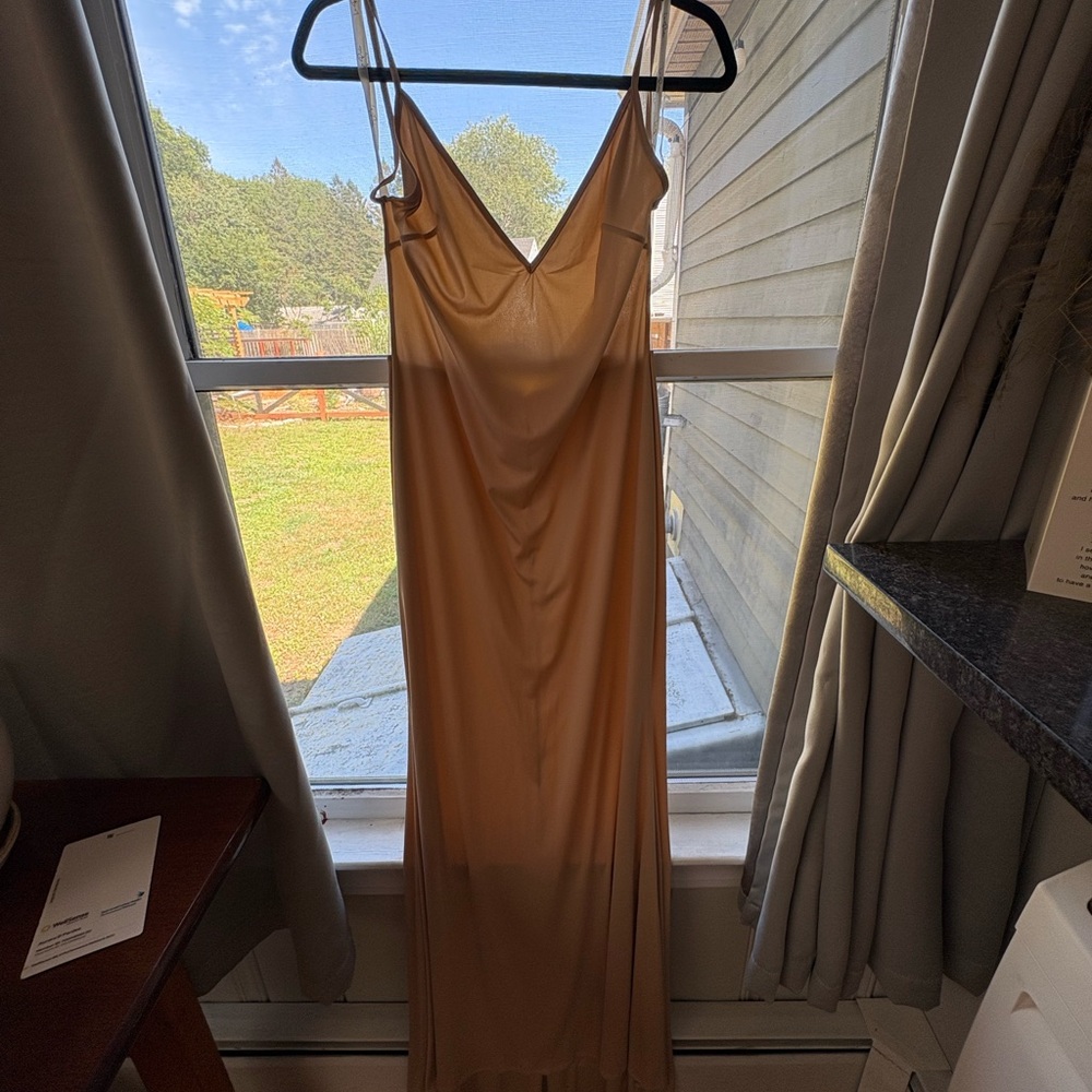 La Perla Champagne Slip Satin Maxi Dress